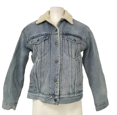 LEVI STRAUSS & CO. Ex-Boyfriend Sherpa Trucker Jacket Blue UKS New With Tags • £9.99