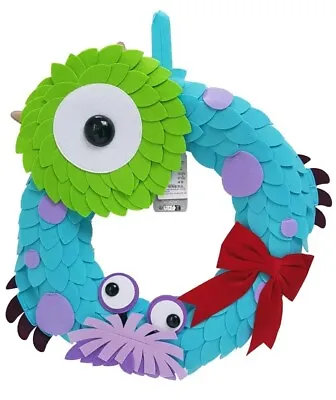 Disney Store Monsters Inc Pixar Holiday Xmas Wreath Hanging Door Mike Sully Boo • $50.51