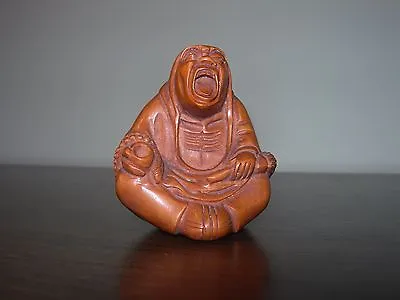 £39.99 • Buy Netsuke Monk Old Man Figurine Boxwood Japanese Handmade Carving Signed