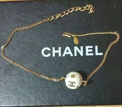 CHANEL Authentic Vintage COCO Mark Ball Necklace About 38cm Used From Japan • $1162.20