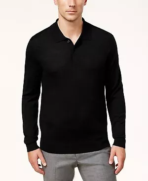 Club Room Mens Marino Wool Blend Sweater Black Medium • $12.04