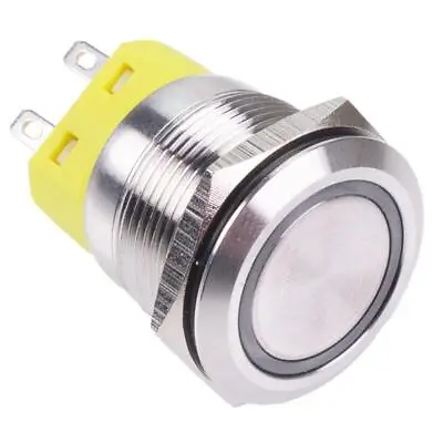 £9.95 • Buy Blue On-(On) 22mm Vandal Push Button Switch 2NO/2NC Angel Eye Halo LED
