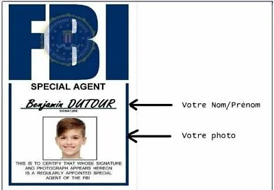 Badge Personalised Agent Fbi With Your Photo And Name Fbi Custom Id Badge • $13.48