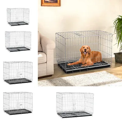 Metal Dog Cage Kennel Indoor Outdoor Training Crate Pet Carrier-6 Sizes Optional • £33.95