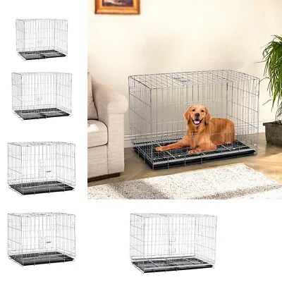 View Details Metal Dog Cage Kennel Indoor Outdoor Training Crate Pet Carrier-6 Sizes Optional • 48.95£