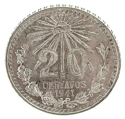 1941 Mexico 20 Centavos  GEM UNC .720 Silver  KM 438 • $19.95