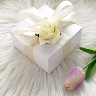 White 100 Pcs Cake FAVOR BOXES 4 X4 X2  Wedding Party Decorations GIFT Supply • $18.72