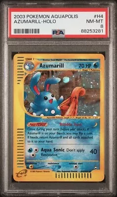 2003 Pokemon PSA 8 Azumarill Holo - H4/H32 Aquapolis NM-MT • $74.99