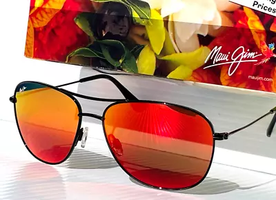 Maui Jim CLIFF HOUSE Black Gloss POLARIZED Lava Ruby Lens Sunglass RM247-02~NEW~ • $125