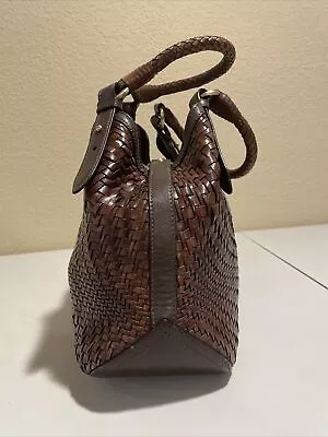 Cole Haan Genevieve NW Woven Leather Weave Triangle Tote Hand Bag Purse • $172