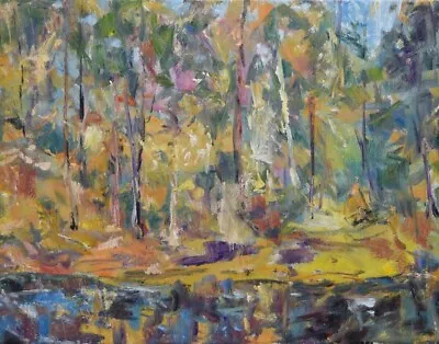 Art Oil Painting RM Mortensen Landscape  The River Bank   Expressionism • $49.99