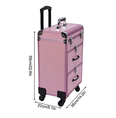 Cosmetic Pro Rolling Makeup Train Case Aluminum Trolley Train Case Box Organizer • $79.80