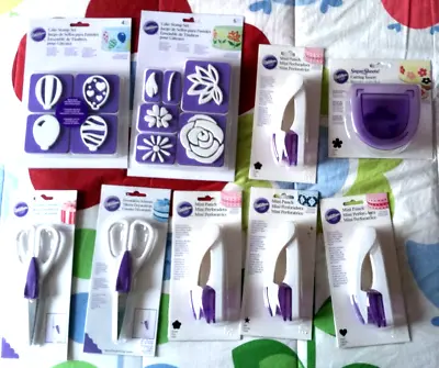 Wilton Cake Decorating Set 9 Pc Lot NEW Stamp Set Mini Punch Star Flower Heart • $39.99