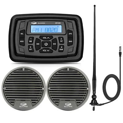 $112.99 • Buy Marine Stereo Bluetooth Radio Receiver W/ 3  Waterproof Boat Speakers And Aerial