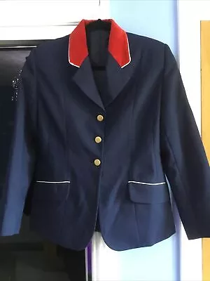 Tagg Equestrian Show Jacket Size 34 Showjumping Jacket Navy With Red And White  • £28