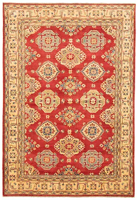 Hand-Knotted Geometric Carpet 6'7  X 9'8  Traditional Wool Area Rug • $904