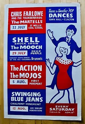 $3500 • Buy TOWN HALL CLACTON-Rare 60's Concert Poster-CHRIS FARLOWE-DEEP PURPLE-THE MOJOS