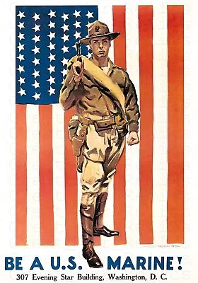 WW1 American Propaganda Poster - Be A U.S. Marine! Marine Corps WW1 US • $79.95