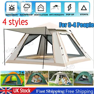 2-4 Man Full Automatic Instant Pop-Up Camping Tent.Family Outdoor.Hiking Shelter • £34.89