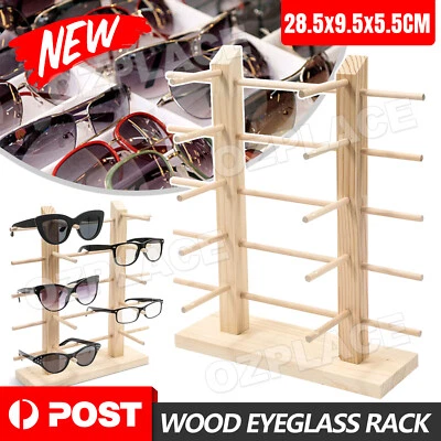 $16.95 • Buy Wood Sunglasses Eyeglass Rack Glasses Display Stand Holder Organizer Tray AU