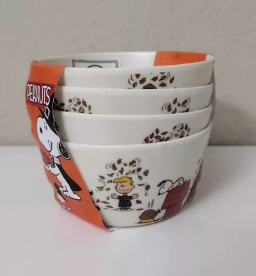 Peanuts Snoopy Charlie Brown Fall Leaves Thanksgiving Tidbit Snack Bowls 4 Set • $30