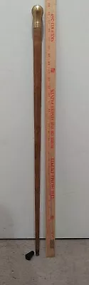 Wood Collectable Antique Vintage WS Heavy SOLID BRASS CANE Oak Walking Stick 35  • $214.20