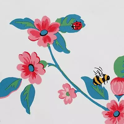 Cath Kidston Greenwich Flowers Bees Floral Trail Wallpaper - Cream & Red 182511 • $40.58