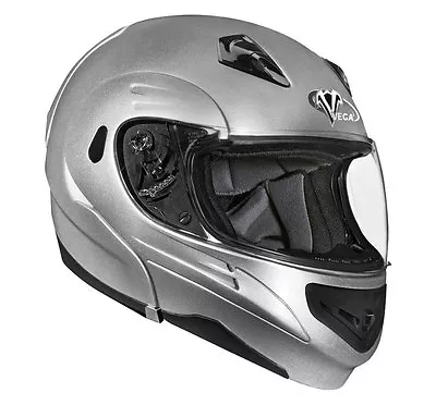 Vega Summit II Silver Modular Flip Up Motorcycle Helmet Adult Size XS • $39.99