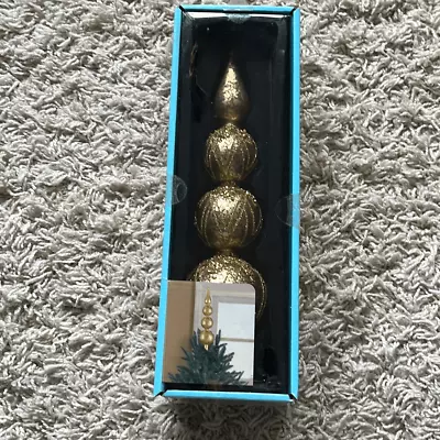 Martha Stewart Living Gold Glass Tree Topper Ornate Glitter 11   (2 Available) • $20