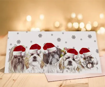 £2.99 • Buy Single Luxury Long Shih Tzu Christmas Card Gift/Present Dog
