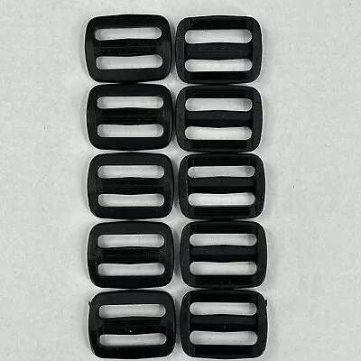 $9.95 • Buy 1  Plastic Black Curve Tri-Glide Slider Adjustable Buckle Bags Webbing LOT OF 10
