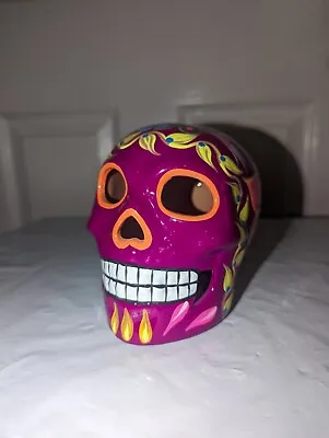 Authentic Mexican Sugar Skull Day Of The Dead  Pottery Ceramic Holds Tea Light • $15