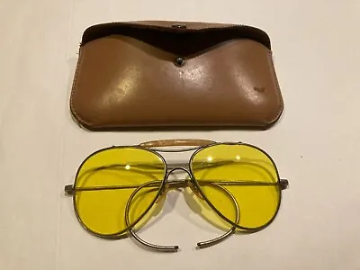 American Optical Vintage HazeMaster Aviator Yellow Lens Sunglasses With Case  • $140