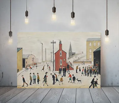 £64.99 • Buy Lowry Style Street Scene 1937-framed Canvas Wall Art Picture Paper Print- Red