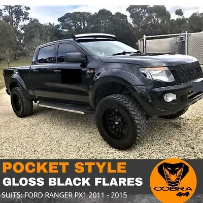 Pocket Style FLARES FIT FORD RANGER PX1 2011 2014 2015 GUARDS FENDER GLOSS BLACK • $299