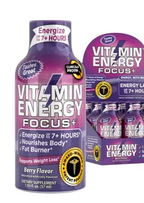 (12 Pack) Vitamin Energy® Focus+ Berry Energy Shots Clinically Proven • $23.99