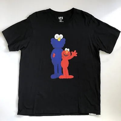 £49.99 • Buy Uniqlo Sesame Street X Kaws | Elmo T Shirt | Black / Red / Blue | Sz. XL