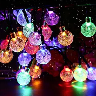 LED String Lights SOLAR POWERED Retro Bulb Garden Fairy Ball Hangin Outdoor Lamp • £7.01