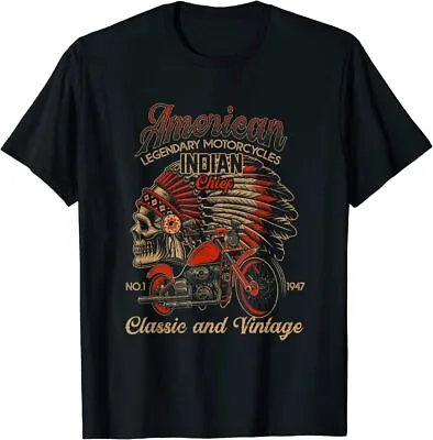 Retro Vintage American Motorcycle Indian For Old Biker Funny T-Shirt • $16.99