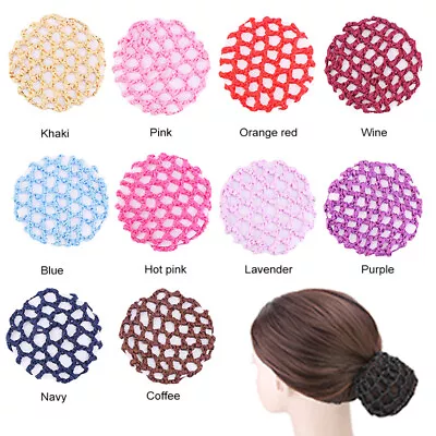 New Bun Cover Snood Hair Net Women Ballet Dance Skating Crochet Elastic Hairnet • £2.76