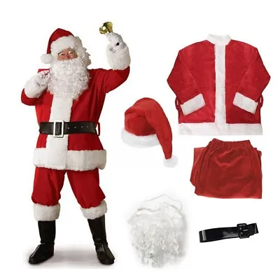 £13.99 • Buy Santa Claus Costume Father Christmas Flannel Suit Mens Adult Fancy Dress Outfit