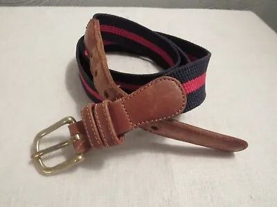 COACH Leather And Blue Red Fabric Belt 3821 Size 38 In/95 Cm Brass Buckle Vint • $18.99