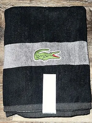 Lacoste ~ Bath Towel 100% Cotton 30  X 52  Black Gray Big Crocodile Logo • £27.90