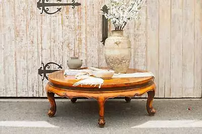 Graceful Antique Ming Style Round Coffee Table (Trade) • $2945