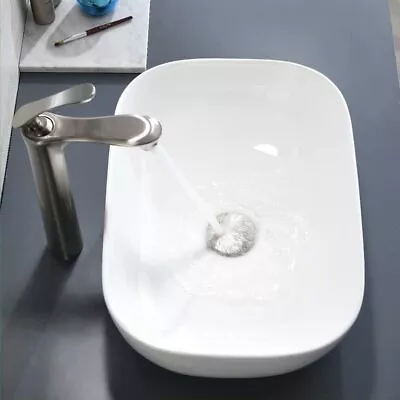 Modern Cloakroom Bathroom Wash Basin Sink White Counter Top Ceramic 460x325mm • £30.99