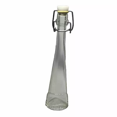 Vintage Mod Dep Clear Glass Thin Bottle Container With Wire Latch 43.5 • $19.99