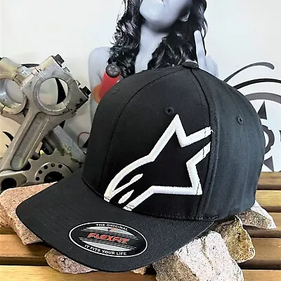 Alpinestar Mens Cap Logo Corp Shift Flex Fit Mx Skate Curved Brim Cotton Black • $39.95