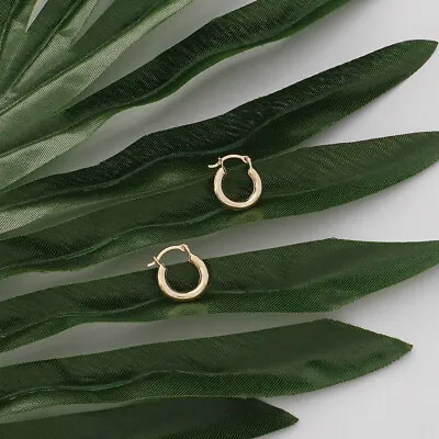 14K Gold Baby Shrimp Hoops Earrings - French Lock - Jewelry For Womens & Girls • £33.24