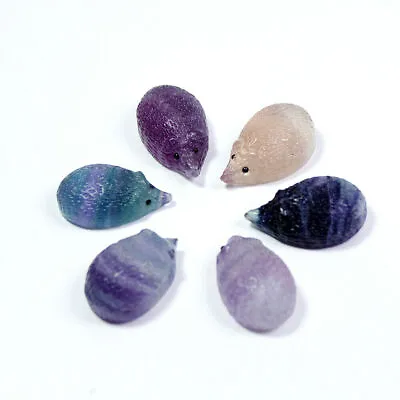 £4.50 • Buy Natural Quartz Healing Stone Rainbow Fluorite Carved Hedgehog Crystal Animal