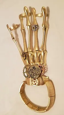 Gold Metal Steampunk/Gothic Bracelet Rings Combo Skeleton Hand Finger Bones  • $6